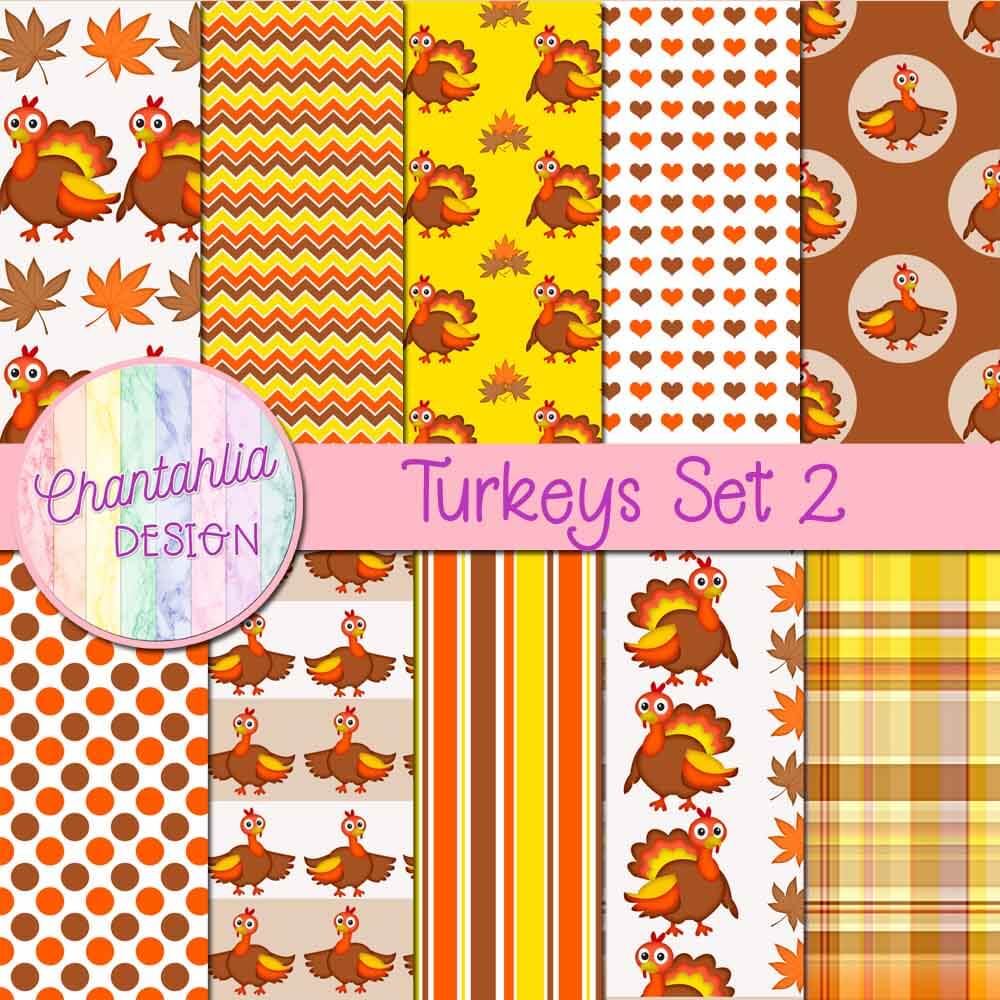 Free digital papers in a Turkeys theme
