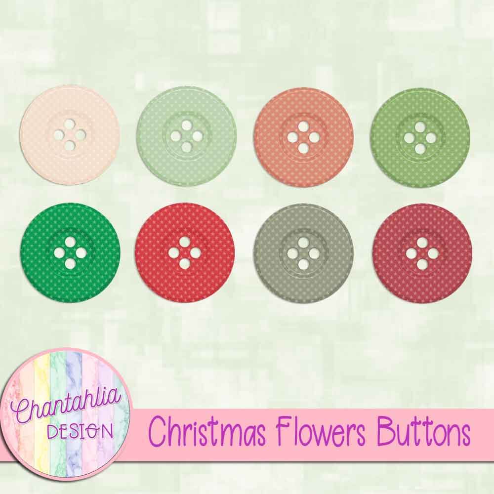 Christmas Flowers Buttons