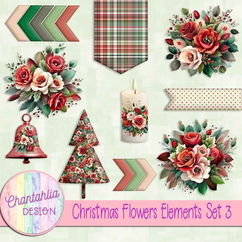 Free design elements in a Christmas Flowers theme.