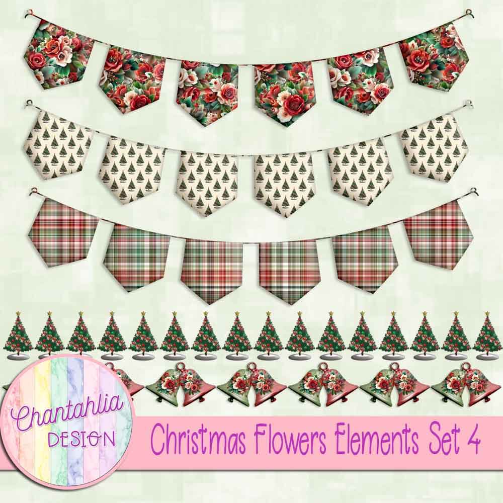 Free design elements in a Christmas Flowers theme.