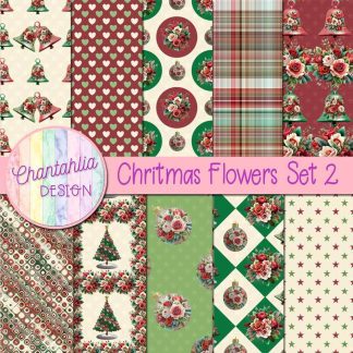 Christmas Flowers Digital Papers Set 2