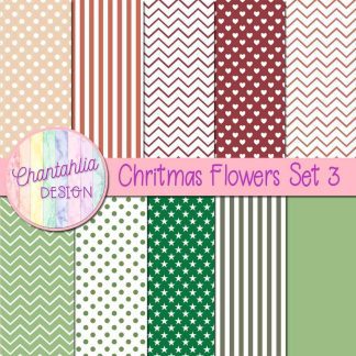 Christmas Flowers Digital Papers Set 3