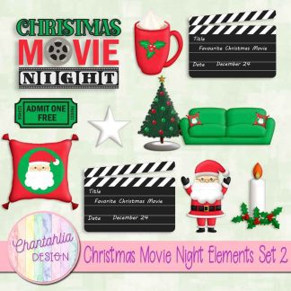 Free design elements in a Christmas Movie Night theme