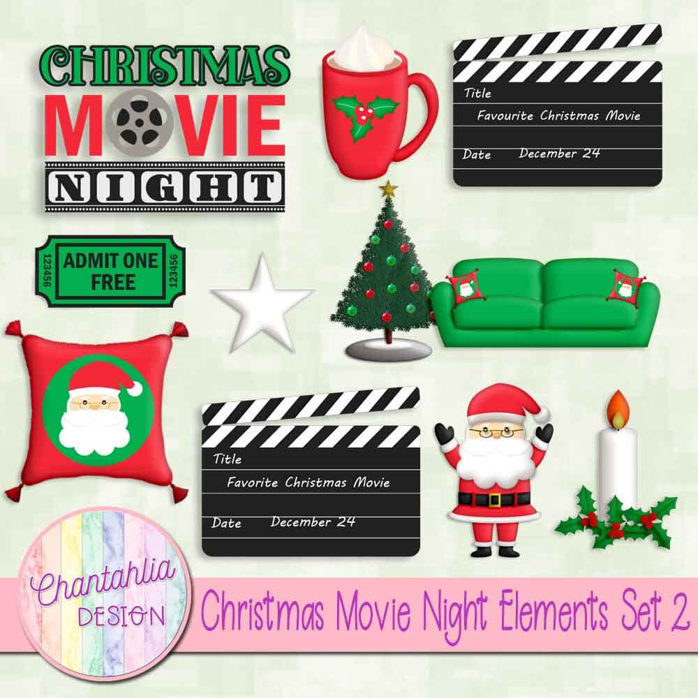 Free design elements in a Christmas Movie Night theme
