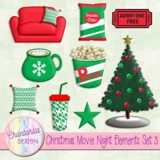 Free design elements in a Christmas Movie Night theme