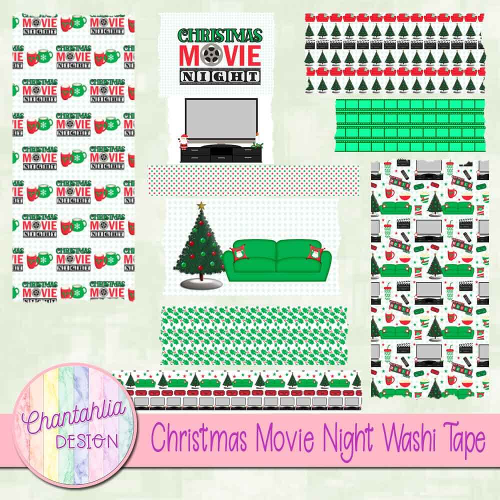 Free washi tape in a Christmas Movie Night theme