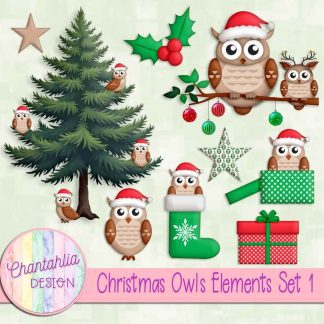 Christmas Owls Elements Set 1
