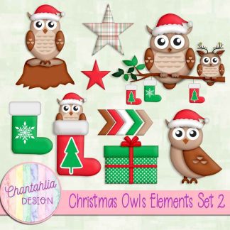 Christmas Owls Elements Set 2
