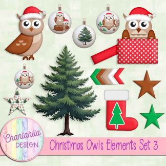 Christmas Owls Elements Set 3