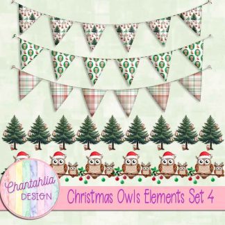 Christmas Owls Elements Set 4