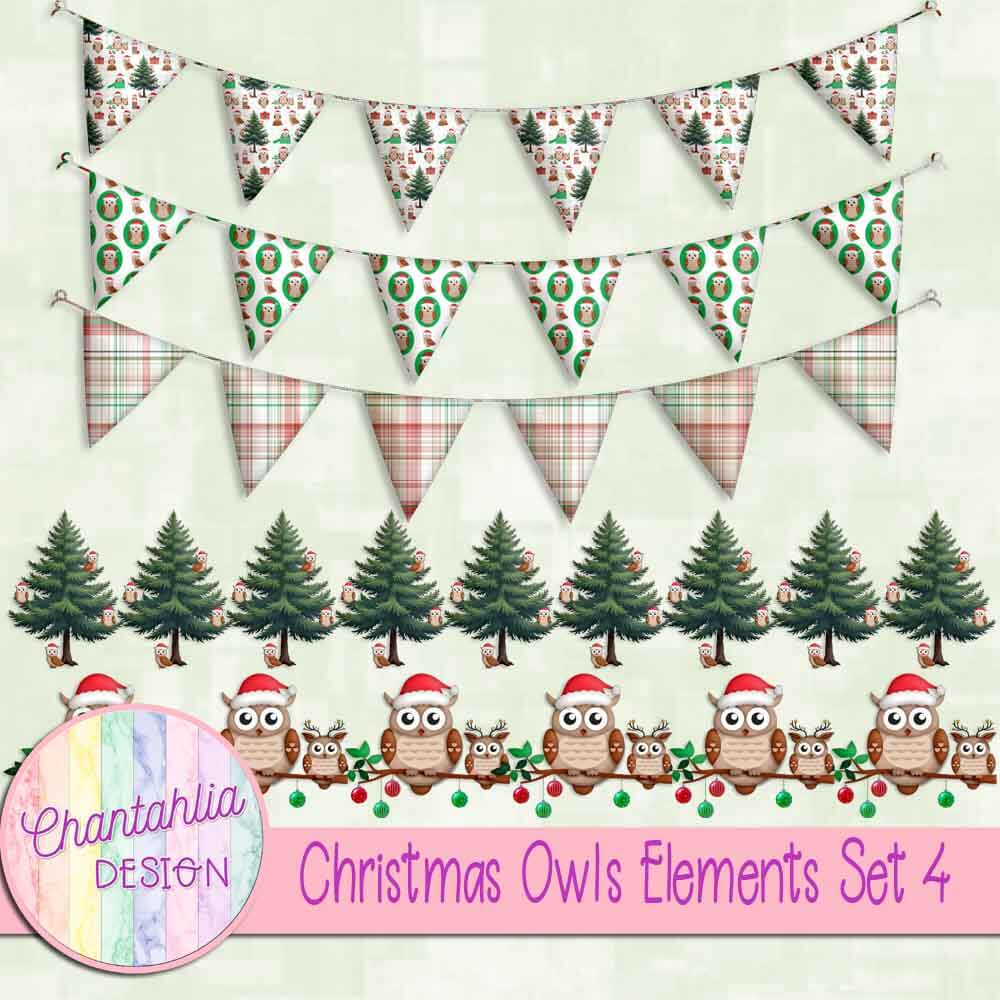 Christmas Owls Elements Set 4
