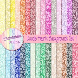 Doodle Hearts Backgrounds Set 1