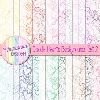 Doodle Hearts Backgrounds Set 2
