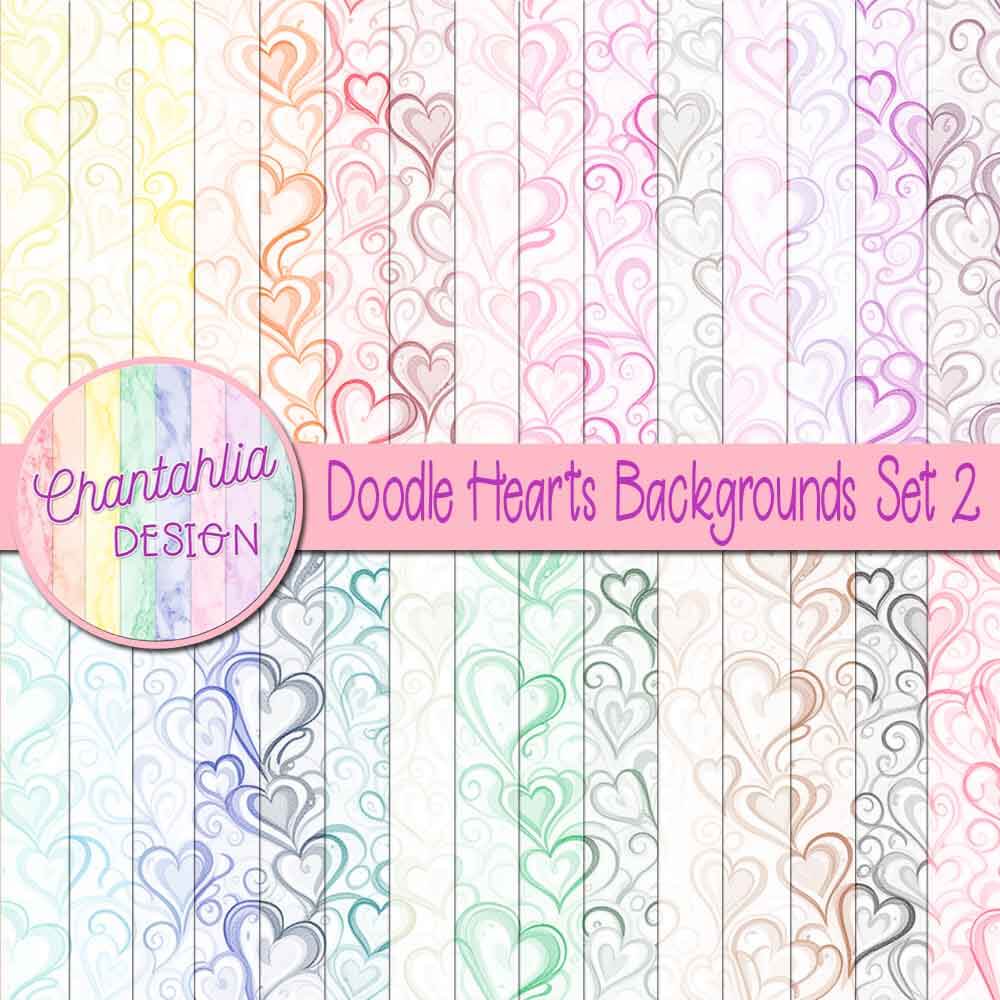 Doodle Hearts Backgrounds Set 2