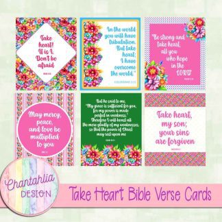 Free Bible verse cards in a Take Heart theme