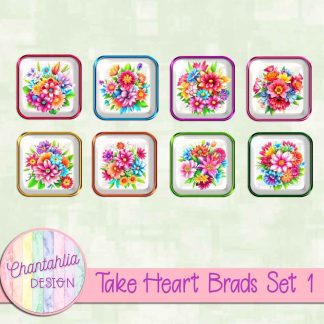 Free brads in a Take Heart theme