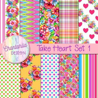 Free digital papers in a Take Heart theme