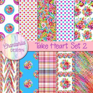 Free digital papers in a Take Heart theme
