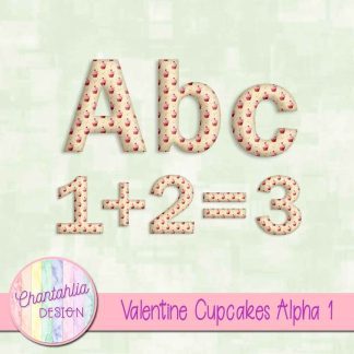 Free alpha in a Valentine Cupcakes theme