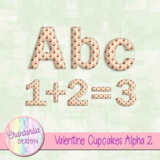 Free alpha in a Valentine Cupcakes theme