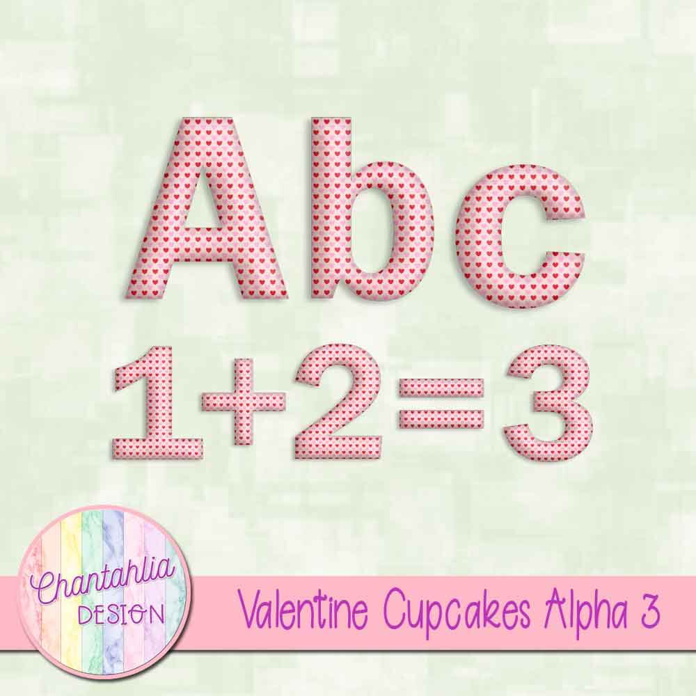 Free alpha in a Valentine Cupcakes theme