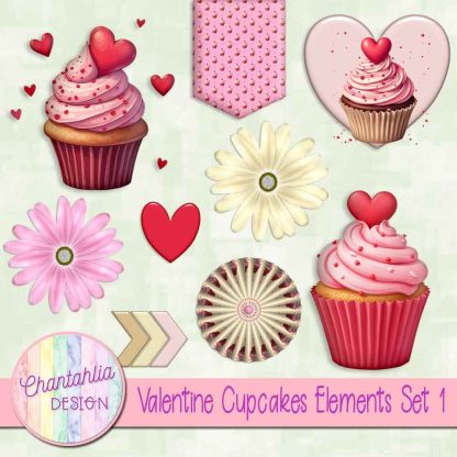 Valentine Cupcakes Elements Set 1 - Chantahlia Design