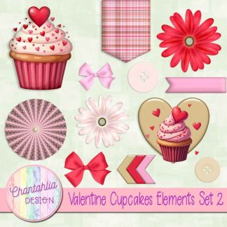 Free design elements in a Valentine Cupcakes theme