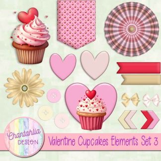 Free design elements in a Valentine Cupcakes theme
