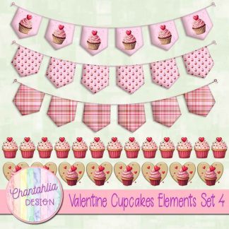 Free design elements in a Valentine Cupcakes theme