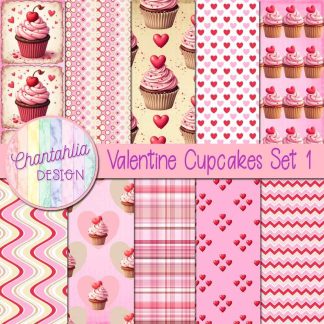 Free digital papers in a Valentine Cupcakes theme