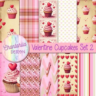 Free digital papers in a Valentine Cupcakes theme