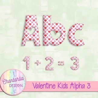 Free alpha in a Valentine Kids theme.