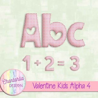Free alpha in a Valentine Kids theme.