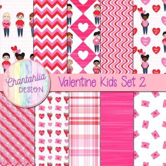 Valentine Kids Digital Papers Set 2