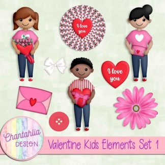 Free design elements in a Valentine Kids theme