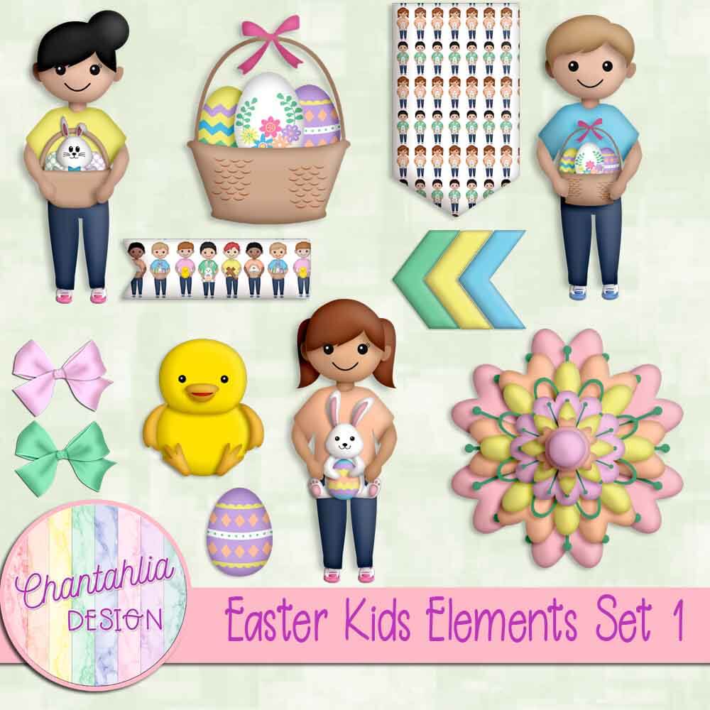 Free design elements in an Easter Kids theme