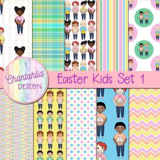 Free digital papers in an Easter Kids theme
