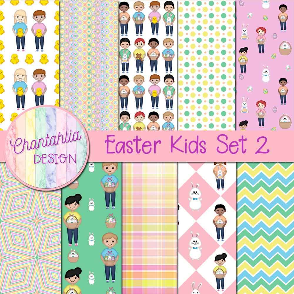 Free digital papers in an Easter Kids theme