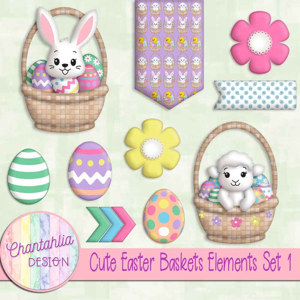 Free design elements in a Cute Easter Baskets theme
