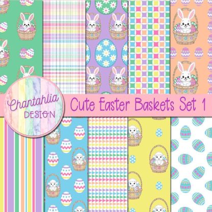 Cute Easter Baskets Digital Papers Set 1 - Chantahlia Design