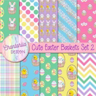 Cute Easter Baskets Digital Papers Set 2