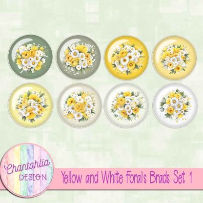 Yellow and White Florals Brads Set 1 - Chantahlia Design