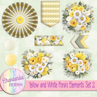 Yellow and White Florals Elements Set 2