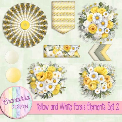 Yellow and White Florals Elements Set 2 - Chantahlia Design