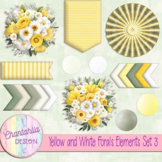 Yellow and White Florals Elements Set 3