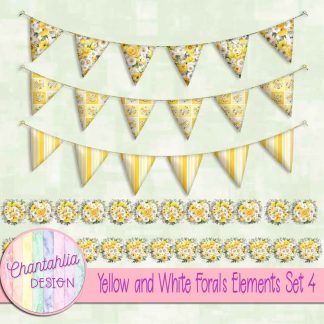 Yellow and White Florals Elements Set 4