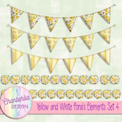 Yellow and White Florals Elements Set 4 - Chantahlia Design