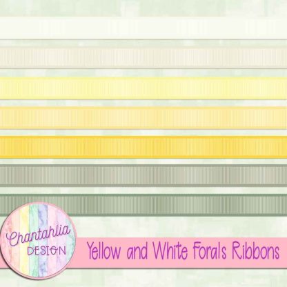 Yellow and White Florals Ribbons - Chantahlia Design