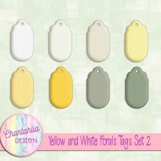 Yellow and White Florals Tags Set 2