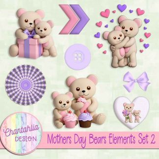 Mothers Day Bears Elements Set 2